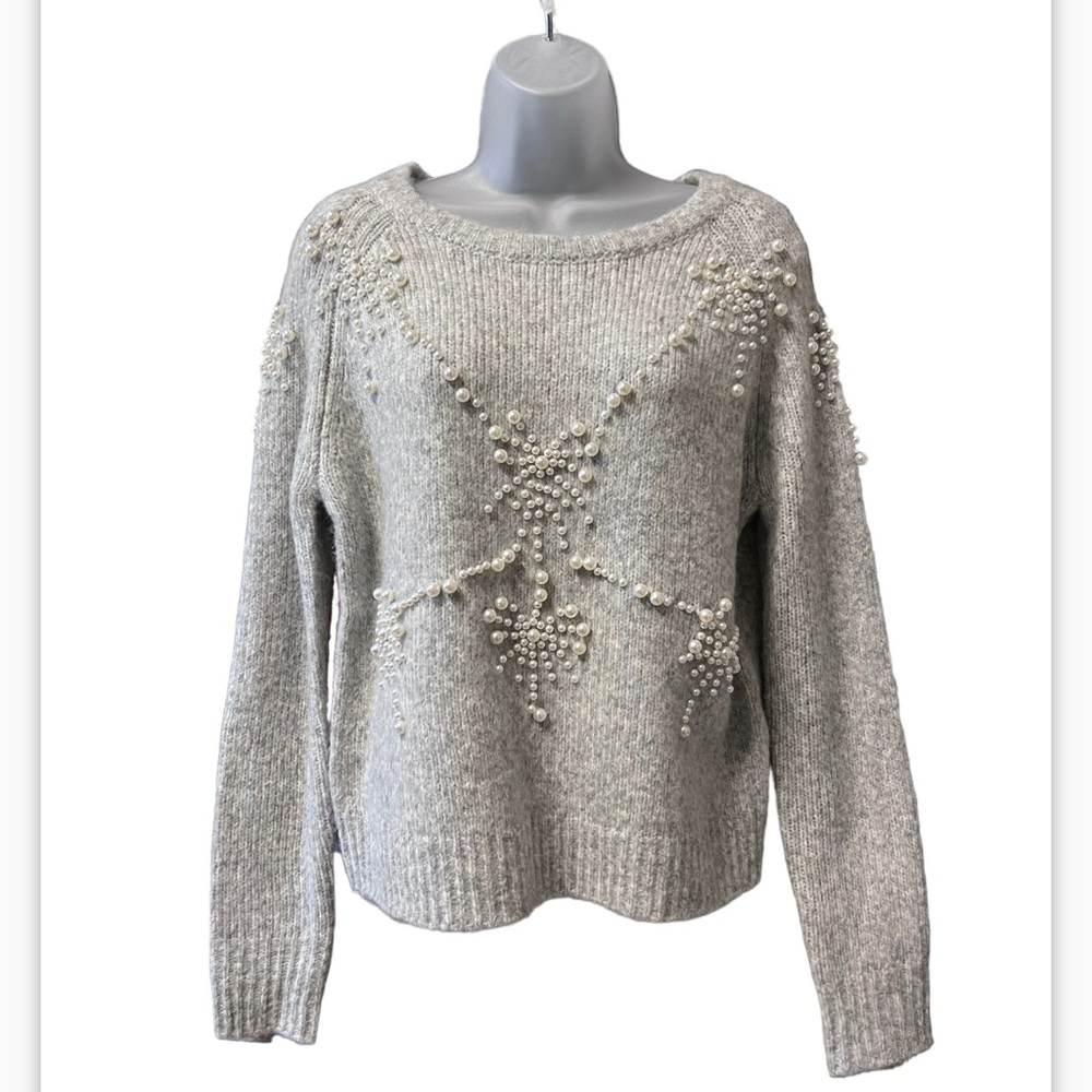 Truth by Republic Women's Knit Gray Pearl Pullover Sweater Sz Small